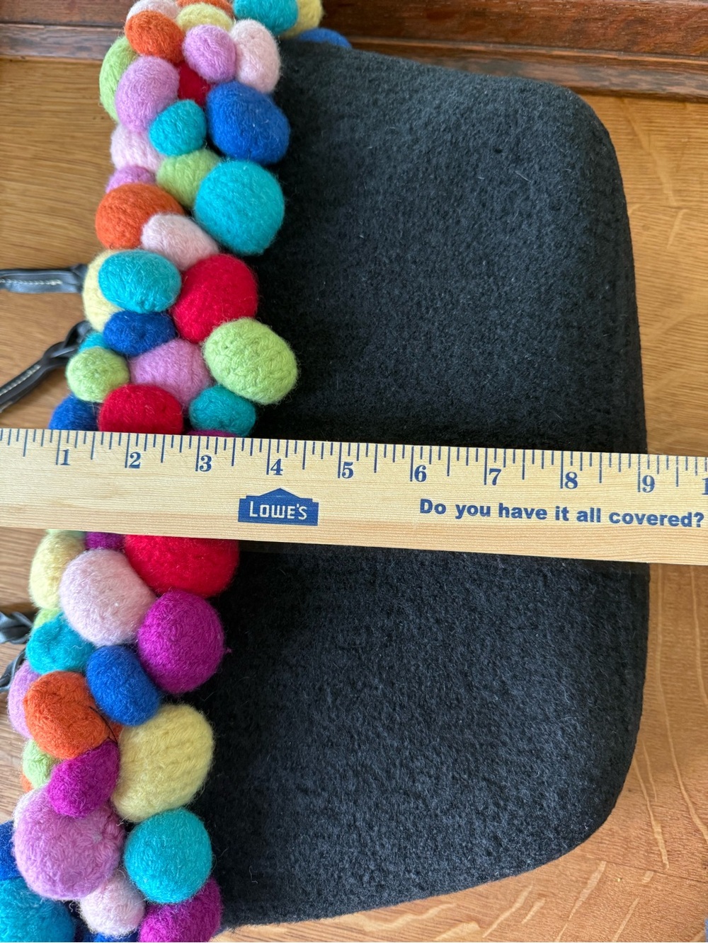 Pom-Pom Shoulder Tote Lined w Multi Interior Slip Pockets - Picture 6 of 7